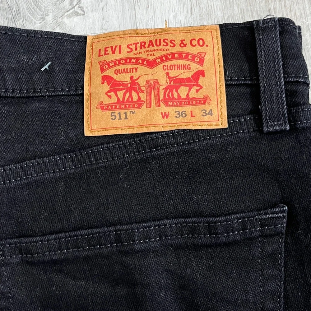 Levi’s 511 Slim Fit Black Jeans Men 36x34 Stretch Denim Black 04511-5382‎ Modern